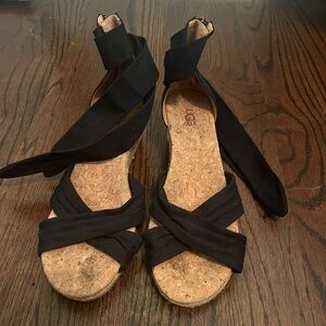 UGG Black Cork Sole Sandals
